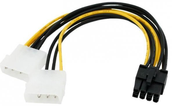 PrimeX PX-4260 2xMolex to 8 PİN Ekran Kartı Güç Kablosu Çevirici, 4pin to 8pin Ekran Kartı Güç Kablosu - 2