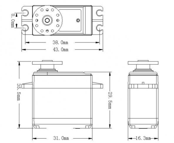 PowerHD Mini Bakır Dişli Analog Servo Motor HD-1250MG 3,5 Kg Tork - 2