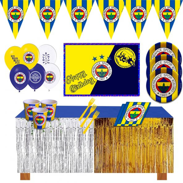 AFİŞLİ FENERBAHÇE DOĞUM GÜNÜ PARTİ MALZEMELERİ SÜSLERİ SETİ 8 KİŞİLİK