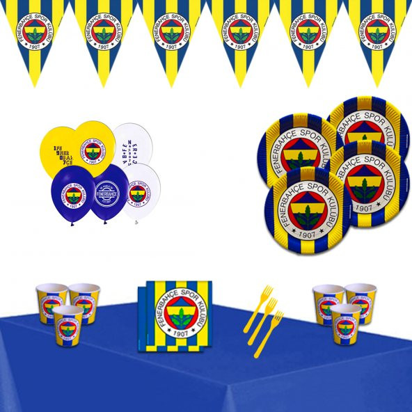 Fenerbahçe 8 Kişilik Doğum günü Parti Malzemeleri Süsleri Parti Seti