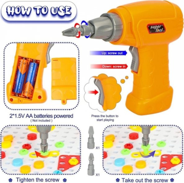 Başel Toys Creative Mosaic Eğitici Matkaplı 3D Mozaik Puzzle 11B Build Design Tamir Seti 138 Parça - 3