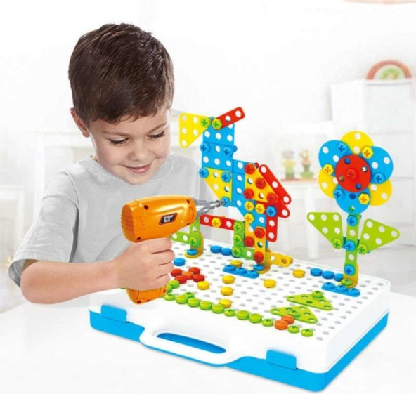 Başel Toys Creative Mosaic Eğitici Matkaplı 3D Mozaik Puzzle 11B Build Design Tamir Seti 138 Parça - 5