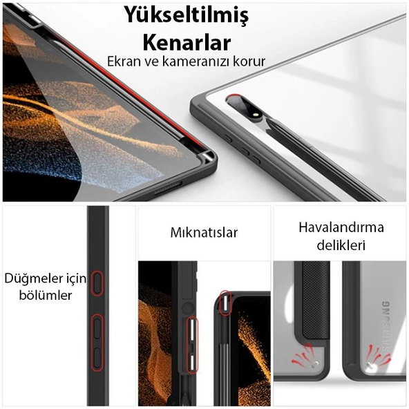 Polham Samsung Galaxy Tab S8 (X700-X706) Tablet Kılıfı,Kalem Yerli Standlı Manyetik Uyku Modlu - 2