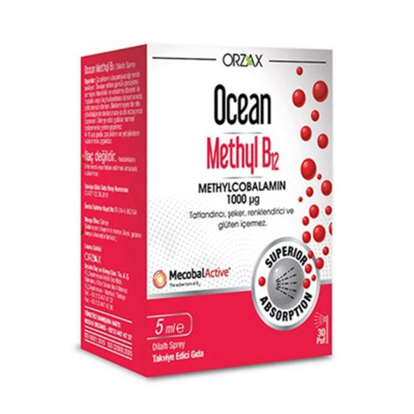 Orzax Ocean Methyl B12 1000 Mcg Sprey 5 ml