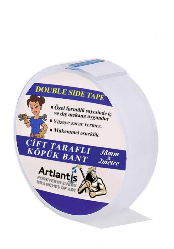 Çift Taraflı Bant Köpük Bant 38mm x 2mt 1 Adet Çerçeve Tablo Halı Yapıştırma Bandı İç Ve Dış Mekan Süper Güçlü Köpük Bant