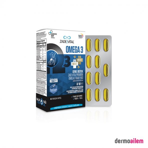 Zade Vital Premium Omega 3 Balık Yağı Genel Destek 45 Kapsül