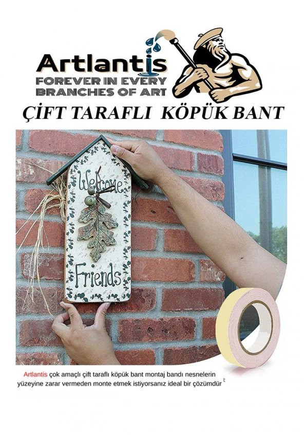 Çift Taraflı Bant Köpük Bant 45mm x 2mt 1 Adet Çerçeve Tablo Halı Yapıştırma Bandı İç Ve Dış Mekan Süper Güçlü Köpük Bant - 7