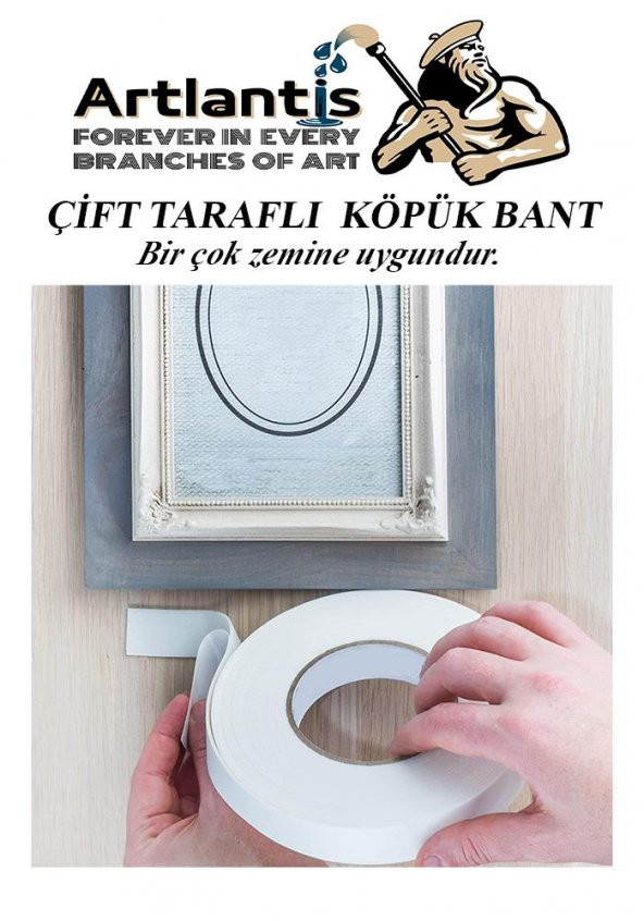 Çift Taraflı Bant Köpük Bant 45mm x 2mt 6 Adet Çerçeve Tablo Halı Yapıştırma Bandı İç Ve Dış Mekan Süper Güçlü Köpük Bant - 2
