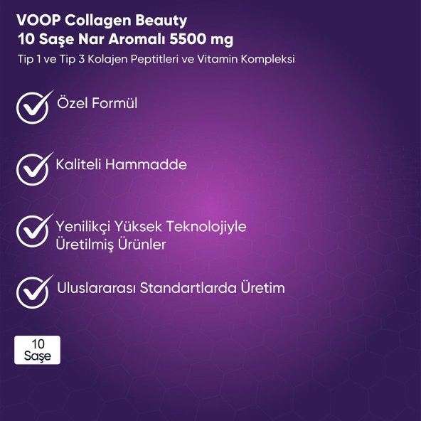 VOOP Collagen Beauty 5500 mg Nar Aromalı 10 Saşe x 40 ml