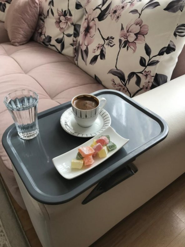 CUPPISH Cuppish Koltuk Kenarı Tepsisi, Kolçak Tepsisi, Tepsimatik (Gri) - 4