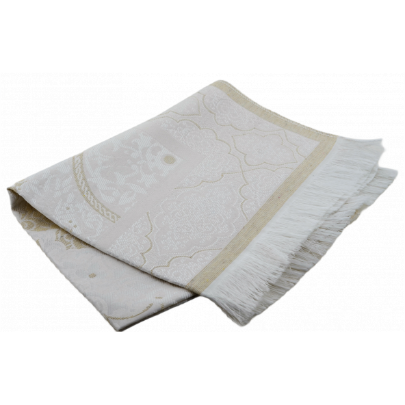 Orta Boy Krem Renkli Karekodlu Kuranı Kerim (24.5cmx17cm) Seccade (67cmx122cm) Tesbih Set - 6