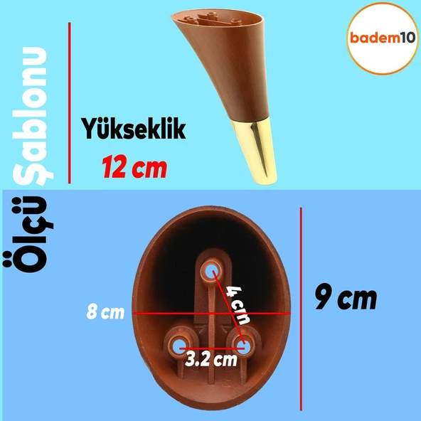Clara Mobilya Kanepe Sehpa Tv Ünitesi Baza Koltuk Ayağı Kahverengi Gold Renk 12 Cm Ayakları - 4