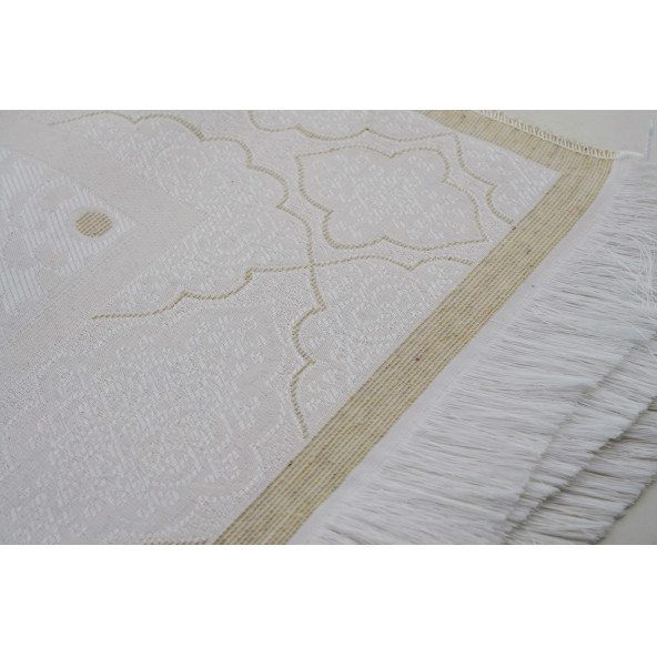 Krem Renkli Karekodlu Kuranı Kerim (22cmx16cm) Seccade (67cmx122cm) Tesbih Set - 7