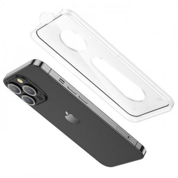 Coofbe 0.33MM Ultra İnce Full Koruma iPhone 14 Pro Ekran Koruyucu Ve Montaj Aparatı Ultra Thin Cam - 4
