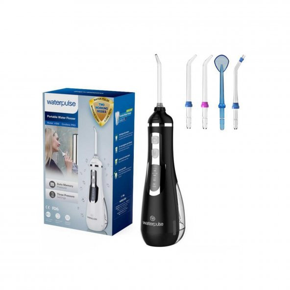 WaterPulse WP-V500-B Water Flosser Taşınabilir, Şarjlı, Masajlı, Diş/Protez Bakım ve Ağız Duşu - 2
