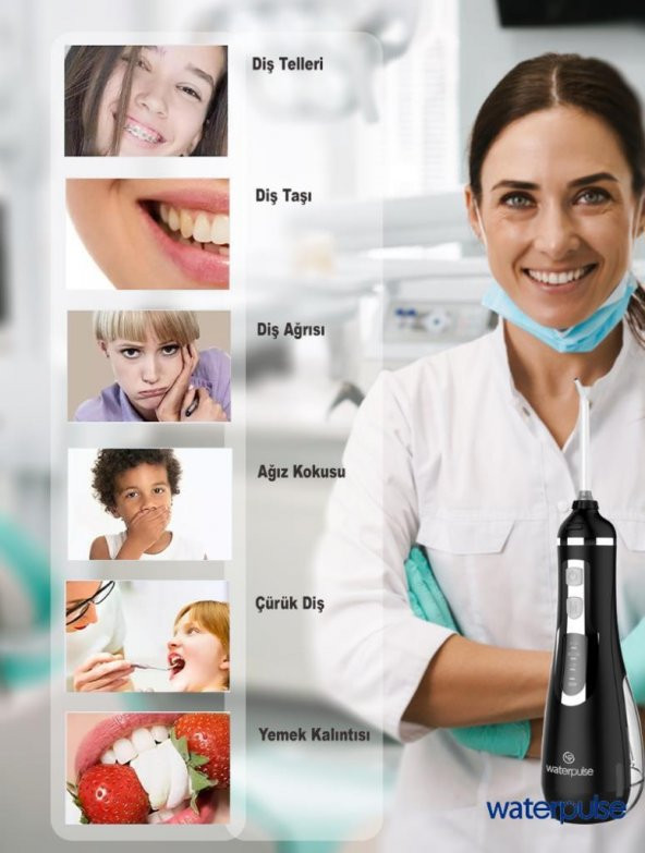 WaterPulse WP-V500-B Water Flosser Taşınabilir, Şarjlı, Masajlı, Diş/Protez Bakım ve Ağız Duşu - 6