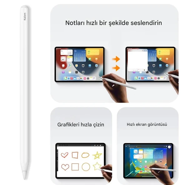 iPad Air/Pro 11/ 12.9 /13inç Pencil 2.Nesil Uyumlu Avuç İçi Red/Eğim Stylus Dokunmatik Kalemi - 8