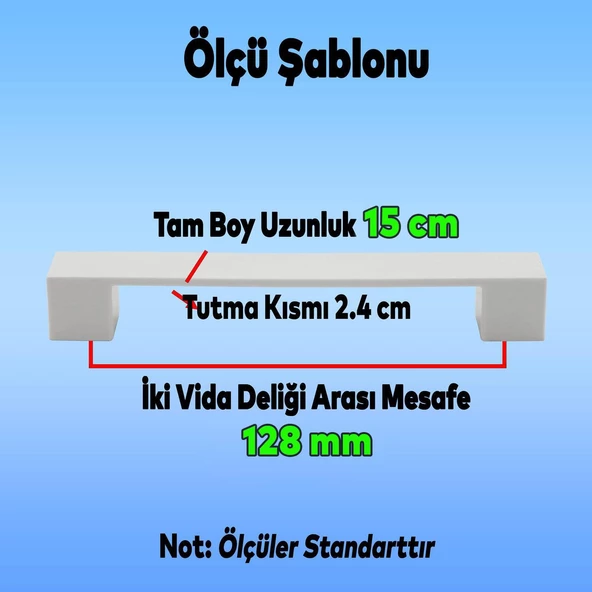 Cemre 128 Mm (SERT PLASTİK) Beyaz Mobilya Çekmece Mutfak Dolap Dolabı Kulpu Kulbu Kulpları - 2