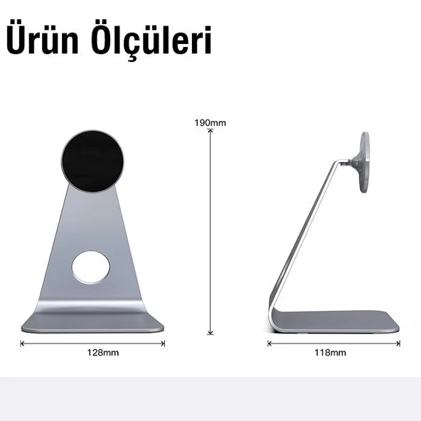 Polham İphone 12,13,14 Serisi Magsafe Mıknatıslı Masaüstü Telefon Tutucu,Kaymaz Silikon Tabanlı Stand - 4