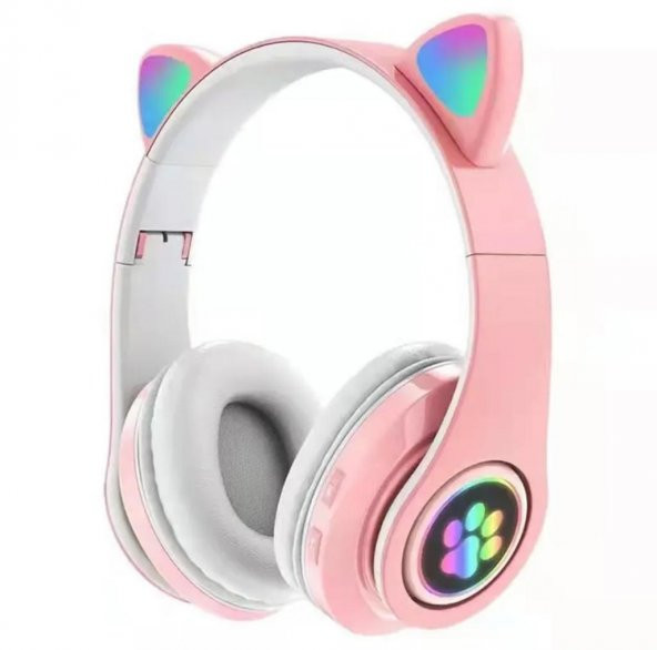 Kedi Kulak Rgb Led Işıklı Kablosuz Bluetooth Kulaklık Mikronlu Hafıza Kartı Girişli Kedi Kulaklık - 2