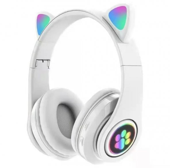 Kedi Kulak Rgb Led Işıklı Kablosuz Bluetooth Kulaklık Mikronlu Hafıza Kartı Girişli Kedi Kulaklık - 4