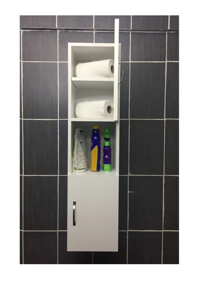 IRMAK MOBİLYA 2 Kapaklı Bölmeli Banyo Asma Boy Dolabı Çok Amaçlı Duvara Monteli Dolap - 3