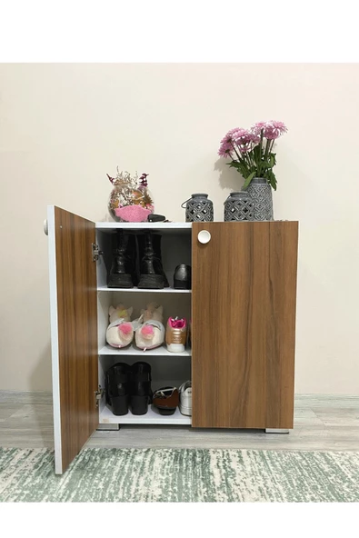 IRMAK MOBİLYA Ceviz Rengi Ayakkabılık Safir Çok Amaçlı Dolap Hol & Mutfak & Banyo & Ofis & Balkon - 3