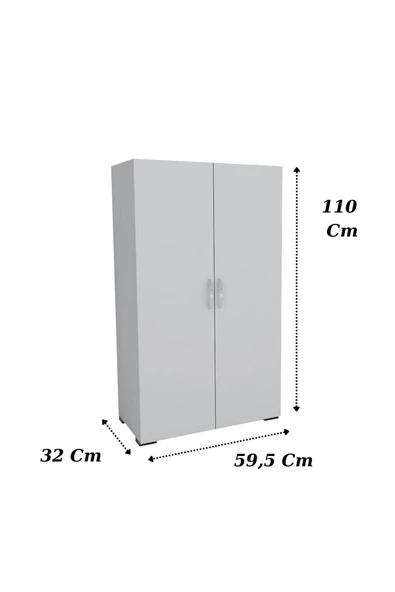 IRMAK DÜNYASI Mobilya Çok Amaçlı Dolap 2 Kapaklı 4 Raflı Mutfak Ayakkabılık Kiler Hol Banyo Dolabı