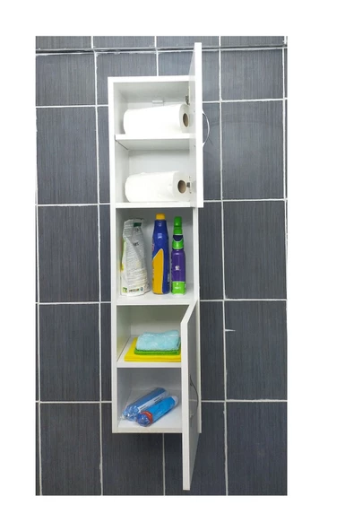 IRMAK MOBİLYA 2 Kapaklı Bölmeli Banyo Asma Boy Dolabı Çok Amaçlı Duvara Monteli Dolap - 2
