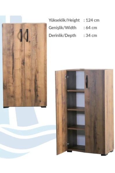 IRMAK DÜNYASI 2 Kapılı Çok Amaçlı Dolap Ayakkabılık Dolabı Dolap 2 Kapaklı 4 Gözlü Ayakkabılık - 4