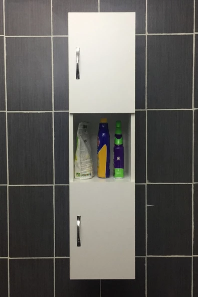 IRMAK DÜNYASI 2 Kapaklı Bölmeli Banyo Asma Boy Dolabı 2 Kapılı Çok Amaçlı Duvara Monteli Dolap - 3