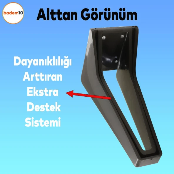 Penta Lüks Mobilya Kanepe Sehpa Tv Ünitesi Çekyat Koltuk Ayağı 15 Cm Siyah Baza Ayakları - 3