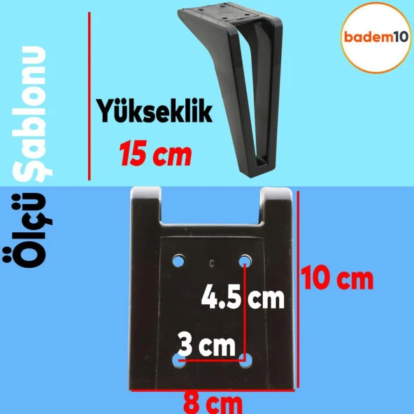 Penta Lüks Mobilya Kanepe Sehpa Tv Ünitesi Çekyat Koltuk Ayağı 15 Cm Siyah Baza Ayakları - 4