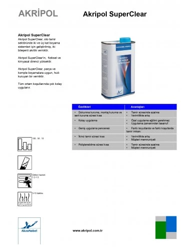AkzoNobel Akripol 2k Akrilik Superclear Vernik (1/1) 1 Litre - 2