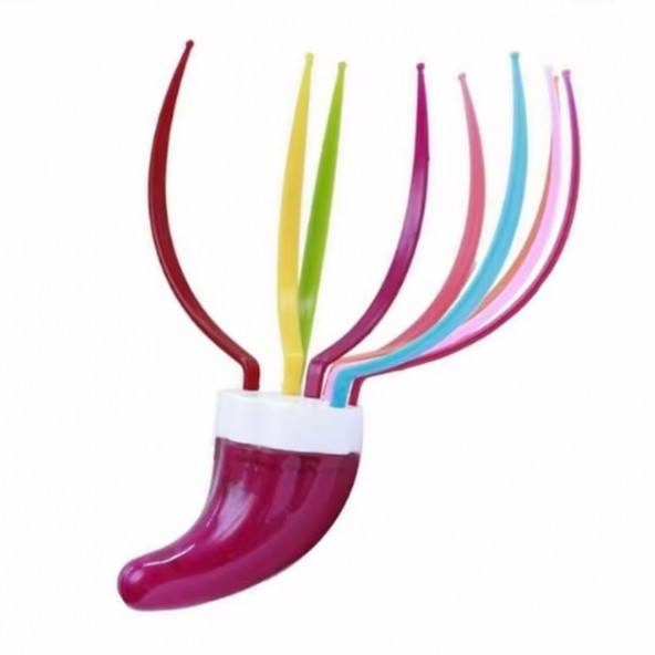 Yeni Nesil 9 Dişli Kafa Masaj Teli Renkli Rahatlatıcı Esnek Masaj Aleti - 4