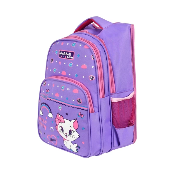 Waddell Lila Kedi Desenli İlkokul Çantası Beslenme Çantalı 6005 - 3