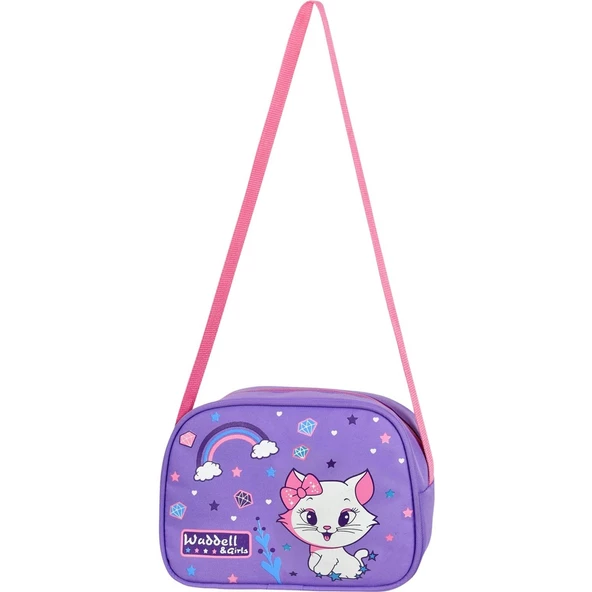 Waddell Lila Kedi Desenli İlkokul Çantası Beslenme Çantalı 6005 - 5