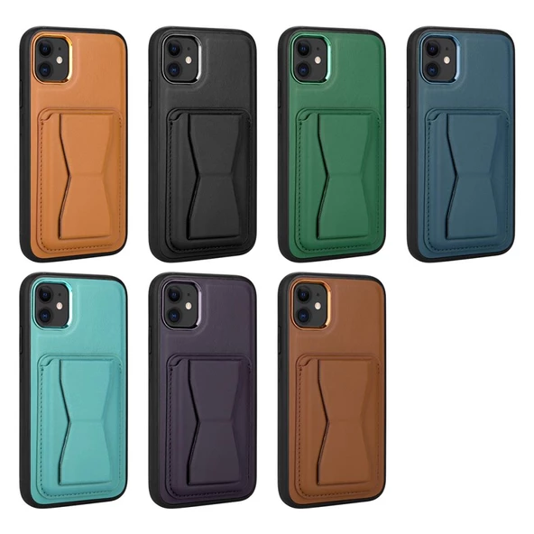 Apple iPhone 11 Kılıf ​Pu Deri Kartlıklı Standlı Kapak - 2