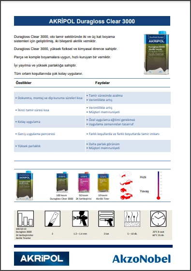 AkzoNobel Akripol 2k Akrilik Duragloss Clear 3000 Vernik (1/1) 1 Litre - 2