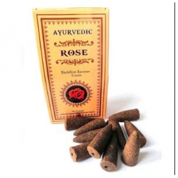 Ayurvedic Konik ( Geri Akış ) Tütsü Gül ( Rose ) Aromalı ( 10 Ade