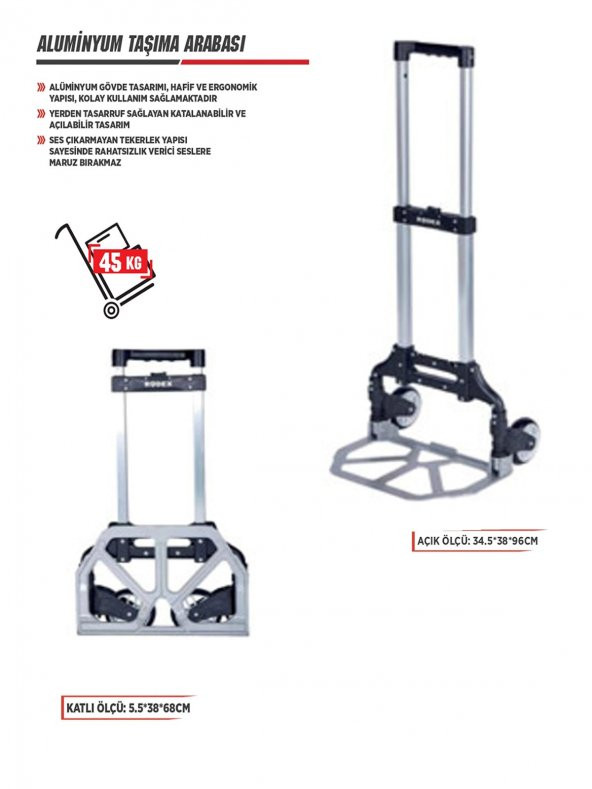 Aliminyum 45 Kg Taşıma Arabası