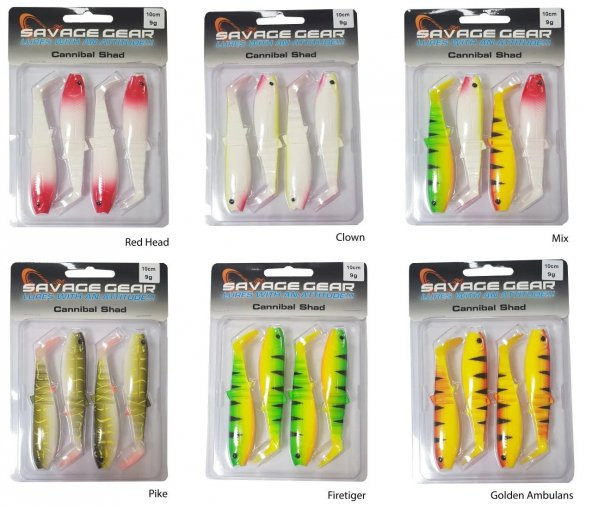 SAVAGE GEAR CANNIBAL SHAD 10CM 9 GR E-SG LB PIKE 4PCS 69970 TANE-