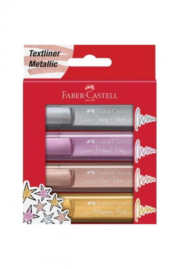 Faber-castell Fosforlu Kalem 46 Metalik Renkler 4lü