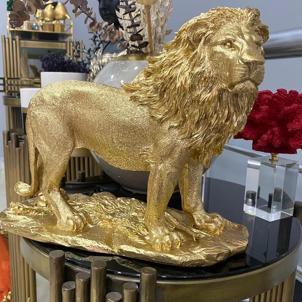 Aslan Figürü Biblo Gold Renkli - 3