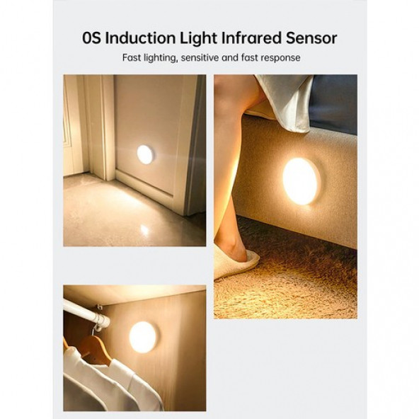 Kablosuz LED Cabinet Şarjlı Sensörlü Gece LED Lambası Sarı Beyaz B79 - 2