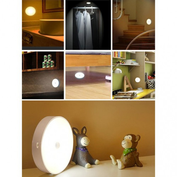 Kablosuz LED Cabinet Şarjlı Sensörlü Gece LED Lambası Sarı Beyaz B79 - 3