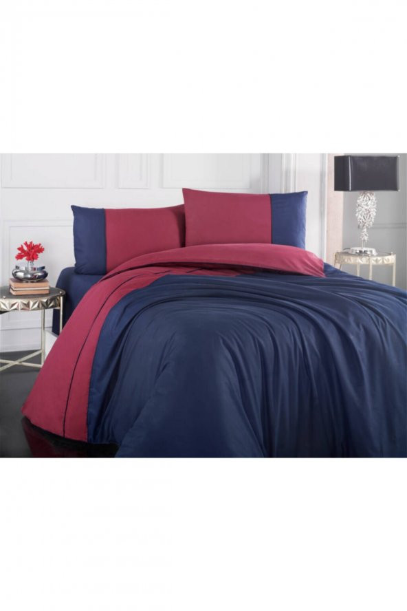 Lacivert Bordo Çift Renk Nevresim Takımı