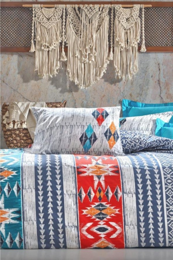 Ethnic Çift Kişilik Nevresim Takımı Marika Lacivert - 2