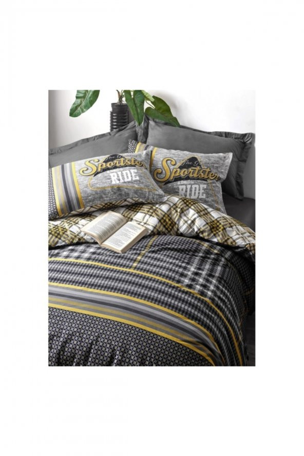 Leonardo - Gri Masculine Çift Kişilik Nevresim Takımı - 2