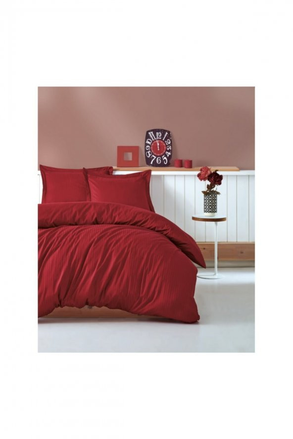 Elegant Serisi Çift Kişilik Nevresim Takımı Stripe - Bordo